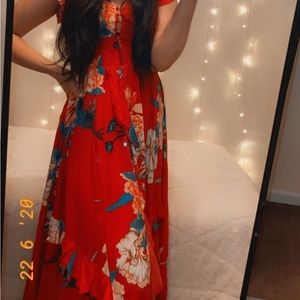 Red Floral Maxi Dress